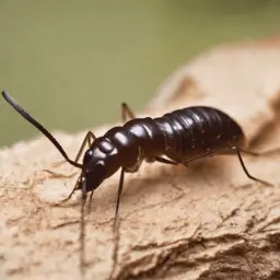 A close-up of a termite on a tree branch